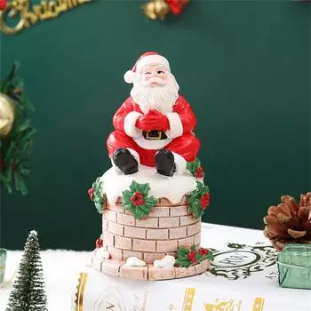 Санта в дымоходе Миниатюрная фигурка Рождественские елочные украшения Настольные рождественские украшения One Size