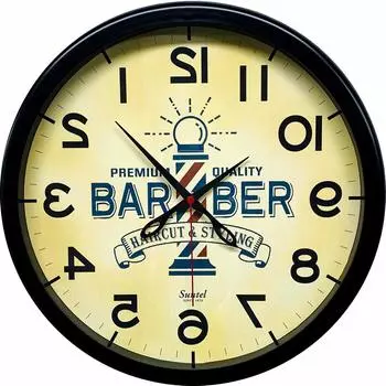 Santel Made in Japan Reverse Wall Clock BARBER Black Diameter 320 x 40mm SQ08-BK