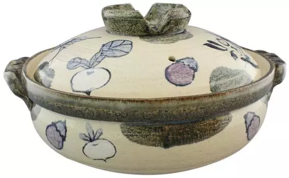 Santo Banko-yaki Earthenware Pot, Fish and Vegetables, Size 7, 04243 (Deep Pot), Serves 2-3 People
