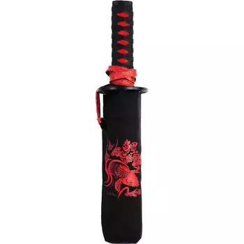 Santos Folding Umbrella Sengoku Umbrella Carp Bag Approximately 96cm in Diameter Black -wakizashi- (Red)/Umbrella Opened JK-160-03 чёрный