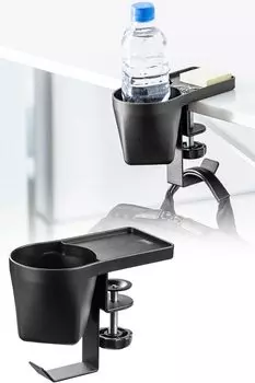 Sanwa Direct держатель для напитков настольная вешалка для наушников сумка зажим металлический грузоподъемность 5 кг черный 200-STN063BK чёрный