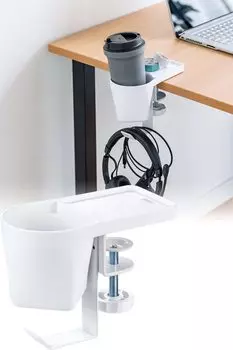 Sanwa Direct держатель для напитков настольная вешалка для наушников сумка зажим металлический грузоподъемность 5 кг белый 200-STN063W белый