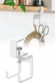 Sanwa Direct Desk Hook Clamp Headphone Hanger Load Capacity 3kg Steel Hooks 2 White 200-CB033W белый