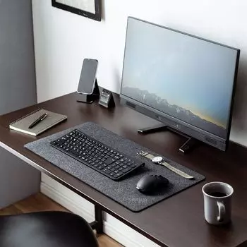 Sanwa Direct Desk Mat Felt 60 x 30cm Prevention Mouse Operation Sound Reduction Stylish Black Scratch/Scratch 200-MPD031BK