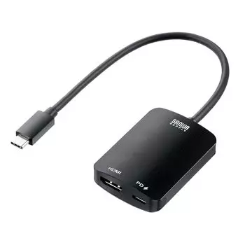 Sanwa Direct HDMI Conversion Adapter HDR Compatible PD100W Organic EL Model Compatible Cable Length 20cm Black Type-C 4K/60Hz iPad/Switch 500-KC038