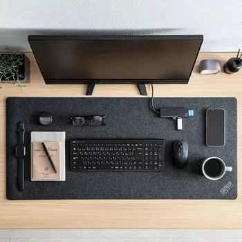 Sanwa Direct Настольный коврик войлочный 90 x 40 см Предотвращение работы мыши Шумоподавление Стильный черный Царапины/Царапины 200-MPD030BK