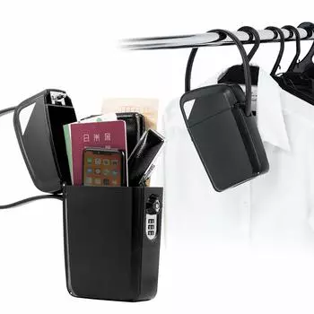 Sanwa Direct Security Скрытый сейф для хранения ценных вещей с наборным ключом x Глубина 4 см x Высота Коробка для подвешивания на проволоку, держатель, 3-значный замок, в комплекте, водонепроницаемый, (Ширина чёрный