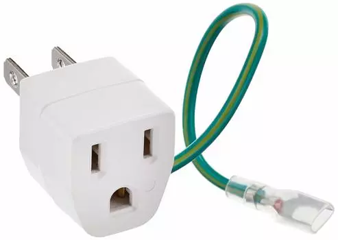 Sanwa поставляет адаптер-переходник 3P в 2P, заземляющий шнур с изолированным покрытием, белый TAP-AD1N