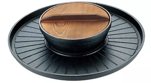 Sanwa Seiki Seisakusho Кастрюля Шабу на гриле Чугун Натуральное дерево Япония QSY51 B-35