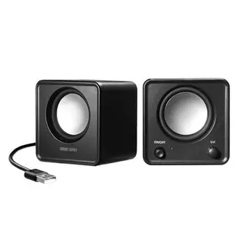 Sanwa Supply PC Speaker с питанием от USB, компактный пассивный радиатор мощностью 6 Вт с кнопкой питания, черный MM-SPU21BK