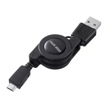 Sanwa Supply Retractable USB Mobile 2.0 Cable, Black, 0.1m-0.8m, KU-M08MCBBK чёрный