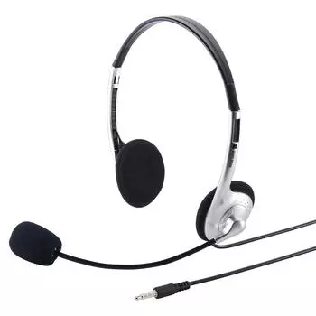 Sanwa Supply Tablet Headset Mini Plug Binaural Type Silver 3.5mm (4 полюса) ММ-HS526TAB