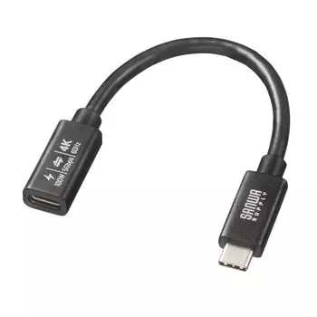 SANWA SUPPLY Удлинительный кабель USB 5 Гбит/с Type-C (PD100W, 0.1м) KU-5GCCP100EN01 чёрный