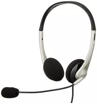 Sanwa Supply USB Проводной Микрофон Легкий Совместимый со Skype Zoom Teams Серебристая Гарнитура/Наушники Ненаправленный MM-HSUSB16SV серебряный