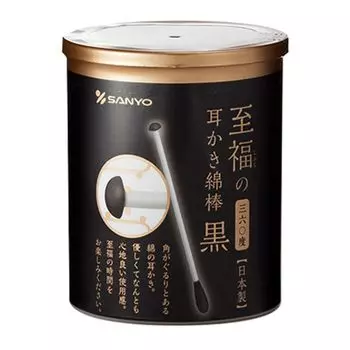 Sanyo Black Bliss ear pick style cotton swab cylinder 100 pieces 360°