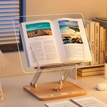 SAOSUP Регулировка угла наклона высоты чтения ПК Деревянный держатель для книг для обучения письму, подставка, настольная, акрил, прозрачный, регулировка без ступеней,
