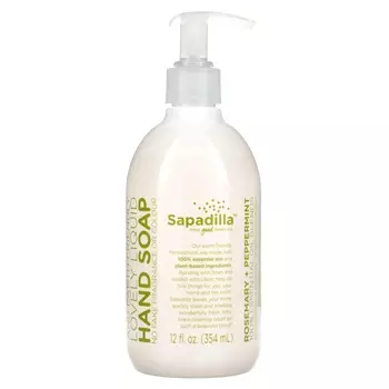 Sapadilla, Lovely Liquid, мыло для рук, розмарин + мята, 12 жидких унций (354 мл)