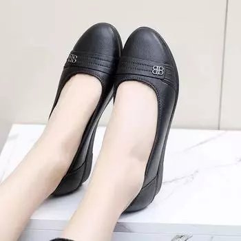 sapatos femininas женские модные черные нескользящие туфли для дома и улицы на плоской подошве классические непромокаемые туфли ba124 36