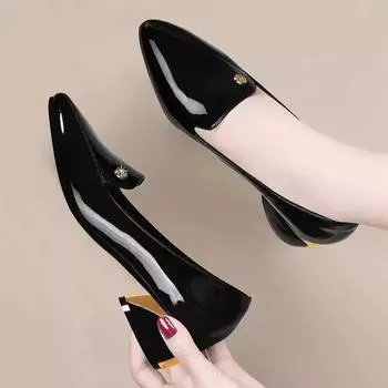 sapatos femininas женские модные туфли с острым носком, легкие, весенние, с квадратным каблуком, для офиса, для работы, классная обувь ba385 35