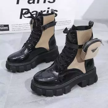 Sapatos Feminino Новые мотоциклетные ботинки на танкетке, женские на платформе со шнуровкой, белые кожаные туфли-оксфорды, женские ботинки, женская сумка 35