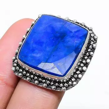 Сапфир натуральный драгоценный камень 925 стерлингового серебра ювелирное кольцо размер 6.5 n4p86