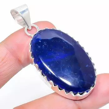 Сапфир натуральный драгоценный камень 925 стерлингового серебра ювелирное изделие кулон 2.17 p8d70