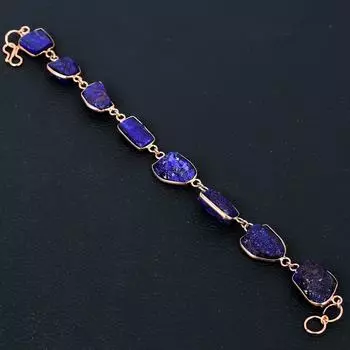 Сапфир натуральный драгоценный камень медный ювелирный браслет ручной работы 7-8 T0T69