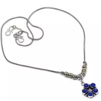 Сапфир натуральный драгоценный камень ручной работы подарок на Новый год ювелирное ожерелье 18 D3K33