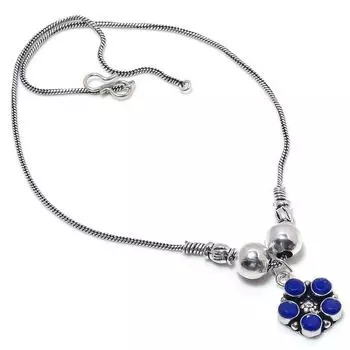 Сапфир натуральный драгоценный камень ручной работы подарок на Новый год ювелирное ожерелье 18 g3I09