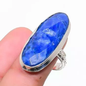 Сапфир натуральный драгоценный камень ювелирное изделие из серебра 925 пробы размер 7 C7N91