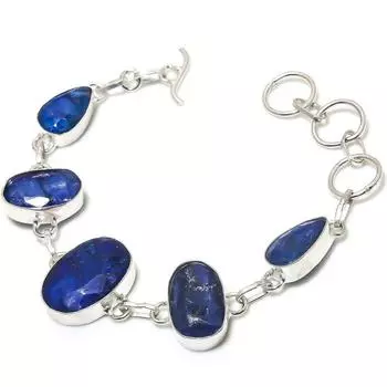 Сапфир(Смоделированный) Браслет ручной работы из драгоценных камней на Новый год, подарочный, 7-8 дюймов, a6Z74