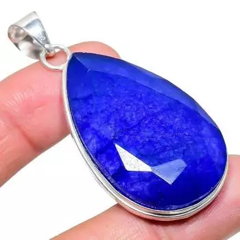 Сапфир(Смоделированный) Ювелирное украшение ручной работы из серебра 925 пробы с драгоценными камнями 2,17 дюйма AH-911 2.2 синий