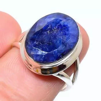 Сапфир(Смоделированный) Кольцо из серебра 925 пробы с драгоценными камнями ручной работы S.7 P2E56