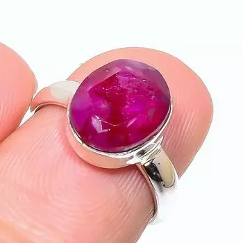 Сапфир(Смоделированный) Кольцо из серебра 925 пробы с драгоценными камнями ручной работы S.6 D9N12
