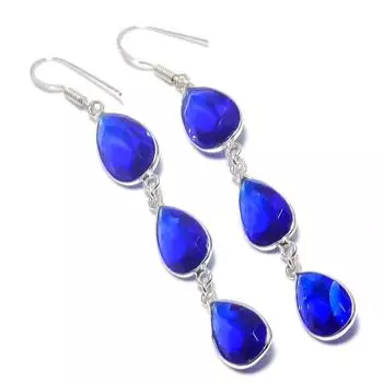 Сапфир(Смоделированный) Подарочные серьги ручной работы на Новый год с драгоценными камнями 3,15 p9h81