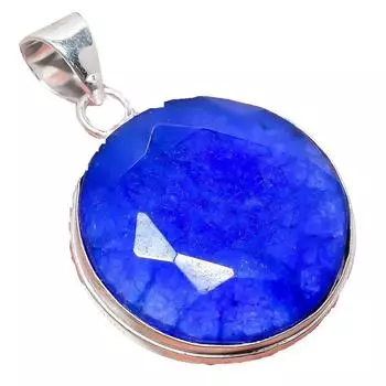 Сапфир(Смоделированный) Подвеска из серебра 925 пробы с драгоценными камнями ручной работы 2,17 дюйма AH-918 2.2 синий