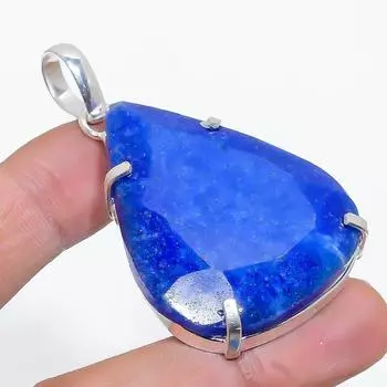 Сапфир(Смоделированный) Подвеска из стерлингового серебра 925 пробы ручной работы с драгоценными камнями 2,29 дюйма R5U43