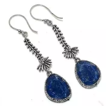 Сапфир(Смоделированный) Серьги из стерлингового серебра 925 пробы с драгоценными камнями 2,68 дюйма L2Y13