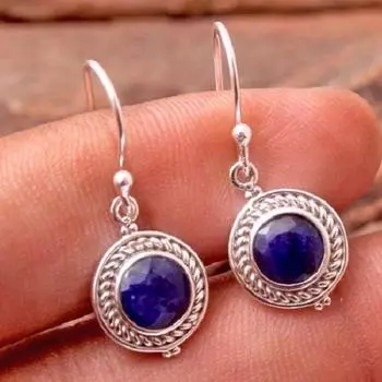 Сапфировая серьга Серебряные украшения Серебряная серьга 925 Подарок для мамы