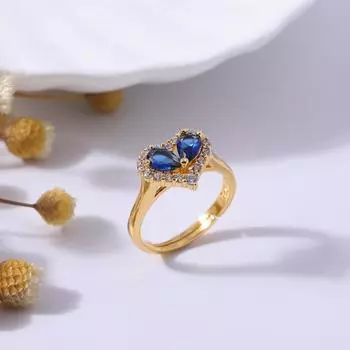 Сапфировое ожерелье, серьги, кольцо, комплект ювелирных изделий, свадебное ожерелье с цирконием, позолоченное 18 карат