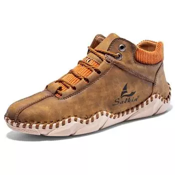 Сапоги большого размера. Новые мужские кожаные ботинки с мягкой подошвой. Мужская повседневная кожаная обувь 38-48. 38