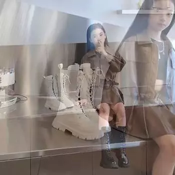 Сапоги для девочек, зимние детские ботинки martin в корейском британском стиле, высокие сапоги для маленьких девочек, сапоги принцессы 27 белый