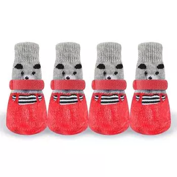 Сапоги для домашних животных с регулируемым шнурком, носки, противоскользящие носки для маленьких щенков L красный