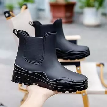 Сапоги для дождя, женская верхняя одежда, средняя трубка, японская резиновая обувь, износостойкие водонепроницаемые взрослые сапоги для дождя, мягкая подошва, новая обувь для воды 36