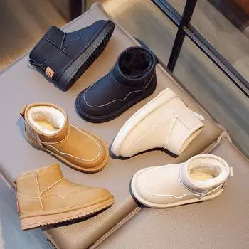 Сапоги для мальчиков, водонепроницаемые и нескользящие, зимние, новые, детские, утолщенные, хлопковые, с ворсом, большие, хлопковые ботинки для мальчиков, Northeast 26 чёрный