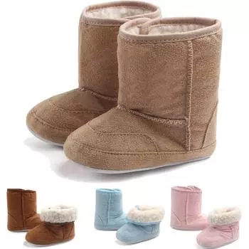 Сапоги для маленьких девочек, зимняя повседневная теплая зимняя обувь для первой прогулки для малышей 14 кофейный