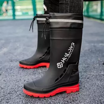 Сапоги для отдыха на природе, мужские водонепроницаемые ботинки, нескользящие бахилы, модные мужские высокие сапоги для рыбалки, обувь для плавания, легкие рабочие ботинки 43