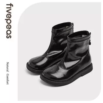 Сапоги Five Pea для девочек, весенне-осенние одинарные сапоги, детские ботинки martin, женские полусапожки «челси», детские сапоги 25 чёрный