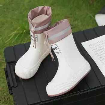Сапоги из непромокаемой ткани для родителей и детей, модные нескользящие водонепроницаемые сапоги для мужчин и женщин, специально для школы в дождливые дни 36-37 чёрный