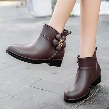 Сапоги из непромокаемой ткани, модные, новые, короткие, противоскользящие, с мягкой подошвой, водонепроницаемые, водонепроницаемые, водонепроницаемые, кухонные, женские, резиновые, рабочие 36